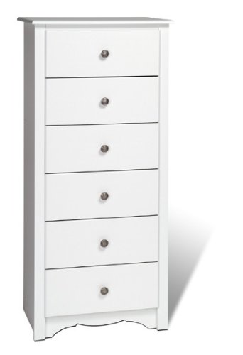 Prepac Monterey 6 Drawer Lingerie Chest in White Finish