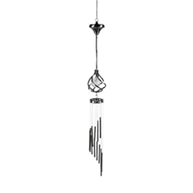 Sunergy Solar Powered Wind Chime Color Changing Glass Ball w/ 14 Aluminum Chimes Pewter