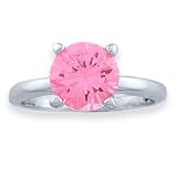 Engagement Ring in Silver w/ Pink CZ - size 5