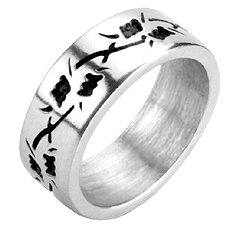 Barbed Wire Print Pewter Ring