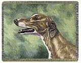 Greyhound, Picken Pedegrees Afghan (Green background, 47' H x 60' W)