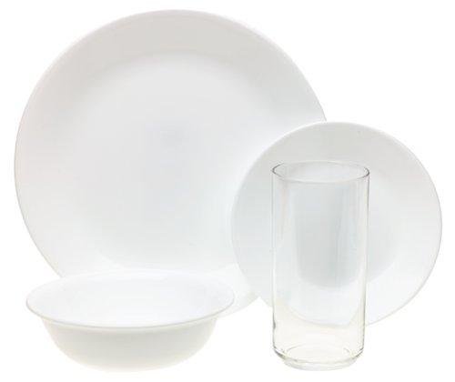 Corelle Livingware Winter Frost White 16-Piece Dinnerware Set, Service for 4