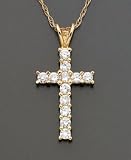 14k Gold Cubic Zirconia Cross Pendant (1/3 ct. t.w.)