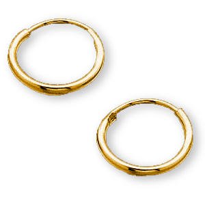 Childrens Toyshop  Jewelry : 14K Yellow Gold Hoop Pierced Earrings (Pair) for Children - 12 mm