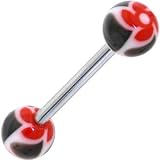 Red FUNKY FLOWER Barbell Tongue Ring