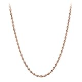 Rose Gold Plated Silver Twisted Herringbone Chain Necklace, 18