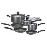 T-Fal Banquet Non-Stick 10 Piece Cookware Set - Grey