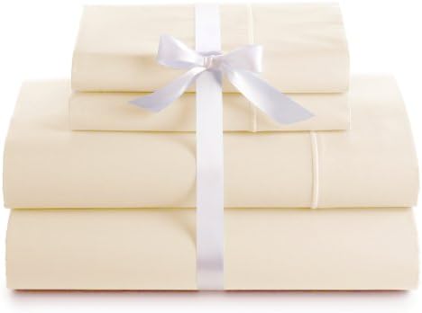 500 Thread Count 100% Egyptian Cotton Luxury Deep Pocket Sheet Set (King, Ivory)