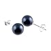 AAA Quality Round 7.5-8mm Akoya SaltWater cultured Black Pearl Earrings with 18K White Gold Mount