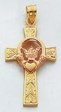 14kt Two-Tone Gold Claddagh Cross - D855
