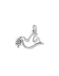 Dove with Olive Branch Charm, Sterling Silver