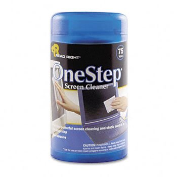 Read Right RR1409 - OneStep CRT Screen Cleaner Wet Wipes, Cloth, 5-1/4 x 5-3/4, 75/Tub
