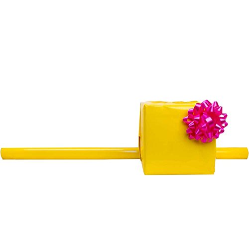 JAM Paper® Solid Color Wrapping Paper - 12.5 Sq Ft - Yellow - Glossy Wrapping Paper Roll - Sold Individually