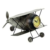 Clock Plane Antiques Finished Metal Collectibles for Desk 12w, 7h