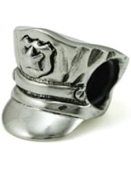 Genuine Ohm Beads (TM) Product. 925 Sterling Silver Police Cap European Bead Charm. 100% Satisfaction Guaranteed.