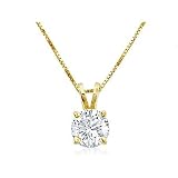 14k Yellow Gold Diamond Solitaire Pendant (3/8ct. G/H SI2 18Box Chain) [Jewelry]