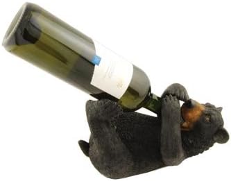 Black Bear Guzzler Wine Bottle Holder Rack, Tabletop, 10-inch
