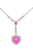 18k White gold and diamond pink quartz heart-shaped necklace