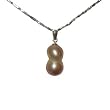 Fortune Charm Pearl Pendant on Silver Chain Necklace, Gold
