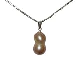 Fortune Charm Pearl Pendant on Silver Chain Necklace, Gold