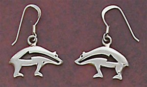 Southwestern Native American Navajo Crafted Bear Earrings with Heartline in Sterling Silver, #TP191