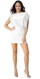 Sassy Short Trendy Stretch Draped-Sleeve Mini Dress from Hot Fash Dresses - PRIMO White