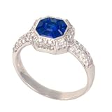 14K Sapphire & Diamond Octagon Ring