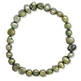 Green Cultured Freshwater Pearl Stretch Bracelet