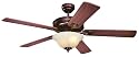 Westinghouse 7879900 Bethany One-Light 52-Inch Five-Blade Ceiling Fan, Rustic Bronze with Cr&egrave;me Agate Globe