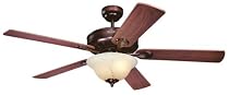 Westinghouse 7879900 Bethany One-Light 52-Inch Five-Blade Ceiling Fan, Rustic Bronze with Crème Agate Globe