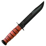 USMC Fighting Knife - Brown Leather Sheath - 7 IN Plain