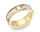 14K Two Tone Claddagh Wedding Band