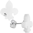 White Acrylic Fleur de Lis Stud Earrings