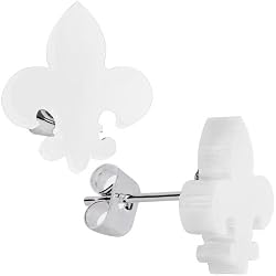 White Acrylic Fleur de Lis Stud Earrings