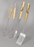 3 Piece Bbq Tool Set Includes Turner, Fork, &