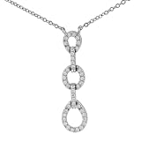 Sterling Silver CZ Dangling Fashion Design Necklace