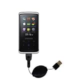 Retractable USB Cable for the Samsung YP-Q2 Digital Media Player with Power Hot Sync and Charge capabilities - uses Gomadic TipExchange Technology