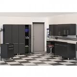 Ulti-MATE Garage 10-Piece Storage Cabinet Kit - by BH North America (Graphite Grey and Black) (80"H x 17'W x 21"D)
