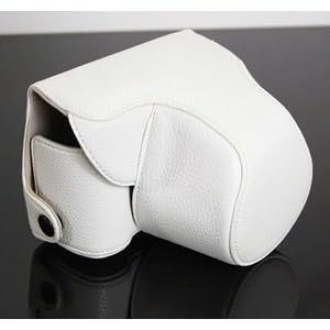 COSMOS ® White Leather Case Cover Bag For Olympus EPL1 EPL-1 EPL2 Camera with 14-42mm lens + Cosmos cable tie
