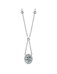 14k White Gold 0.33 Ctw Cross Diamond Edge Blue Topaz Necklace