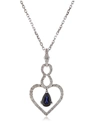Kobelli 1/3 Cttw Round Diamond and 1/2 ct Blue Sapphire Pendant Necklace