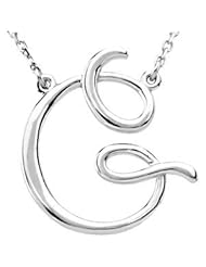 Silver Fashion Script Letter Initial Necklace Pendant " G " Sterling Silver 84635