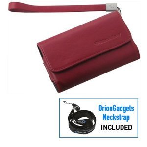 Oriongadgets Leather Folio Horizontal Pouch Case for BlackBerry Torch 9800 (Red) (Includes OrionGadgets Neckstrap)