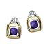 18KY and Sterling Silver Cushion Cut Amethyst Earrings