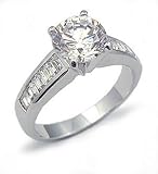 Channel Set Baguette Cubic Zirconia Engagement Ring