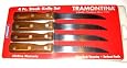 TRAMONTINA 4 Pc Steak Knife Set -Hardwood Handles