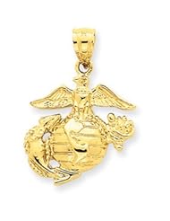 14k Gold Large US Marine Corps Pendant