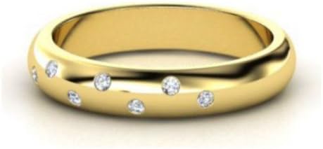 0.1 cttw 10k Yellow Gold Diamond Wedding Band Custom Made In America (Real Diamonds: 0.1 cttw, Ring Sizes 5-11)