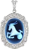 Zodiac Collection Oval Cameo Pendant -Capricorn - 3/4" x 1/2"