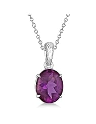 Oval Cut Amethyst Solitaire Pendant Necklace in Sterling Silver (4.20ct)